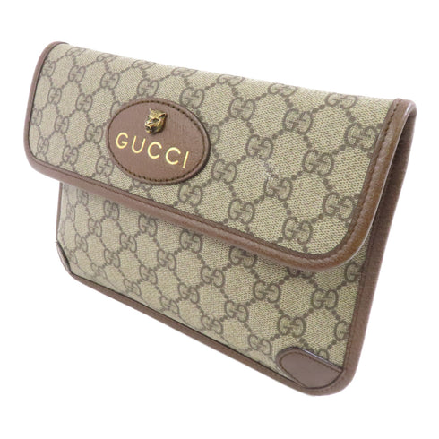 GUCCI GG GHW Neo Vintage GG Suprem Waist Bag 493930 Coated Canvas Brown