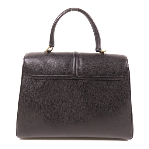 CELINE GHW Celine 16 2 Way Shoulder Bag Calfskin Leather Black