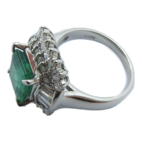 FINE JEWELRY 2.41ct Emerald 1.26ct Diamond Ring US#5.75 PT 850 Platinum