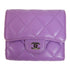 CHANEL Quilted CC SHW Wallet Lambskin Leather Purple