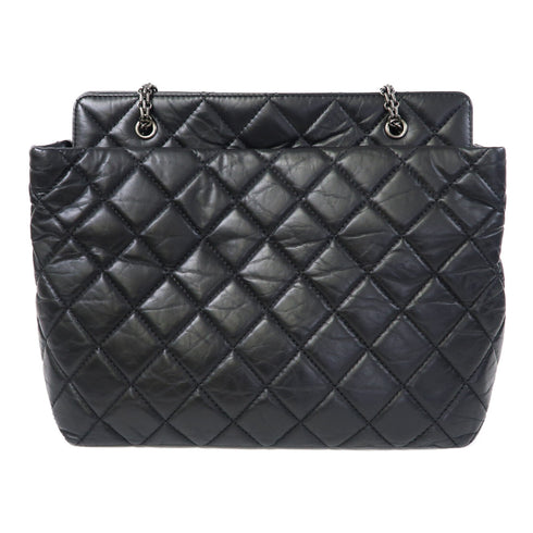 CHANEL Quilted CC SHW Chain Shoulder Bag Lambskin Leather Black