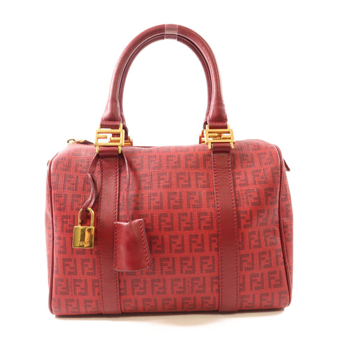 FENDI GHW Handbag Coated Canvas Red 8BL068 FB5