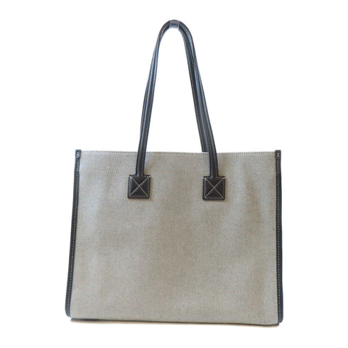 BURBERRY GHW Freya Tote Bag Shoulder Handbag Canvas Leather Black White
