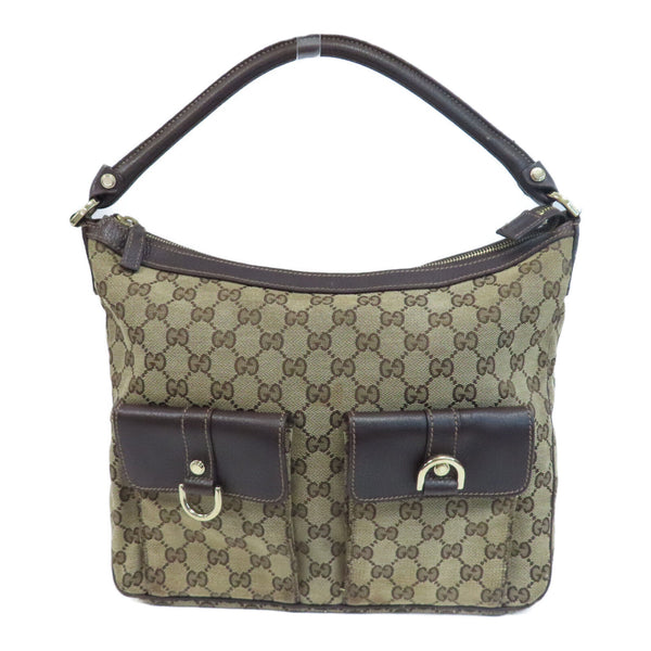 GUCCI GG GHW Shoulder Bag Canvas 153025 Brown
