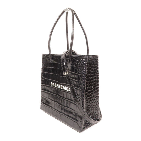 BALENCIAGA SHW XXS Tote Bag 2 Way Shoulder Bag 597858.1000T Calfskin Black