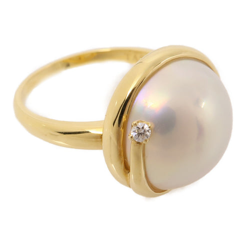 TASAKI Pearl Diamond Ring 18K Yellow Gold US#6.25