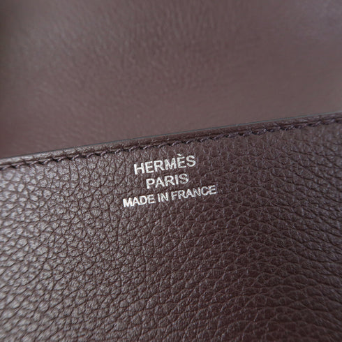 HERMES PHW Roulis Slim Wallet Evercolor Leather Burgundy Navy