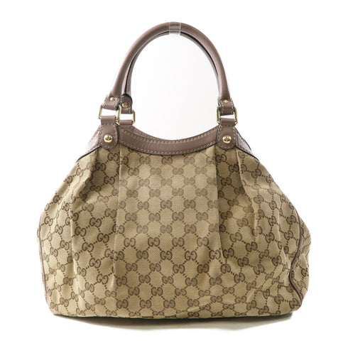 GUCCI GG GHW Sukey Tote Bag 211944 Canvas Brown