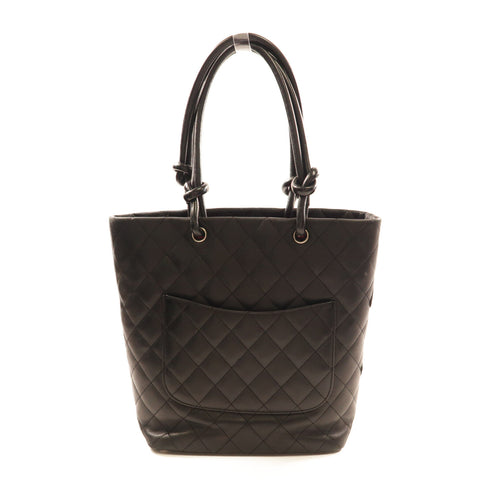 CHANEL CC SHW Cambon Line Tote Bag Calfskin Leather Black