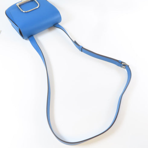 HERMES PHW Mini Della Shoulder Bag Veau Epsom Leather Blue Mykonos