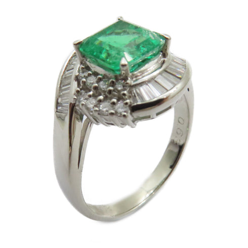 FINE JEWELRY 1.62ct Emerald 0.63ct Diamond Ring US#7.25 PT900 Platinum