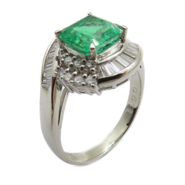 FINE JEWELRY 1.62ct Emerald 0.63ct Diamond Ring US#7.25 PT900 Platinum