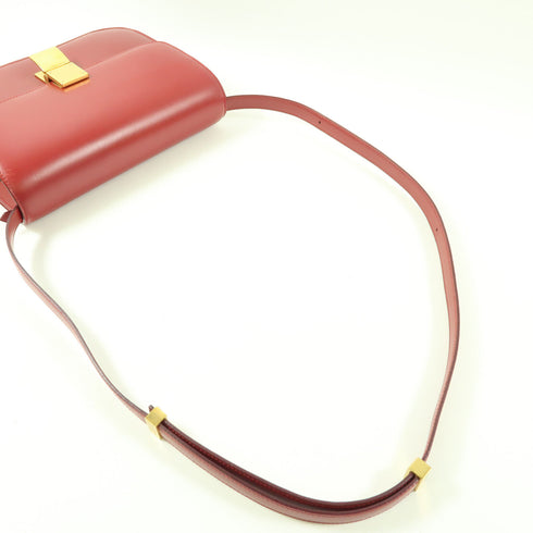 CELINE GHW Classic Box Shoulder Crossbody Bag Calfskin Leather Red