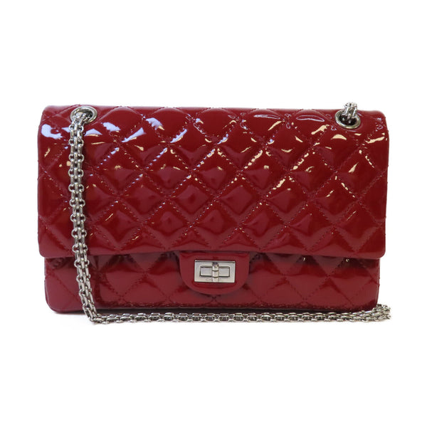 CHANEL CC SHW Quilted 2.55 Chain Shoulder Bag Patent Leather Red