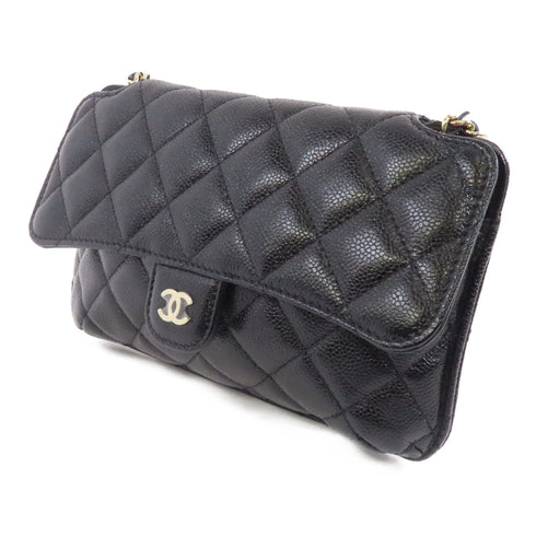 CHANEL Quilted CC GHW 2 Way Folder Tote Shoulder Bag Calfskin Black/Multicolor