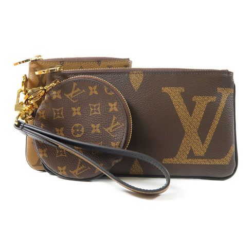 LOUIS VUITTON LV GHW Trio Pouch M68756 Monogram Brown