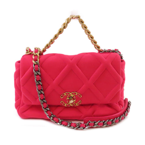 CHANEL Quilted GHW CC C19 Chain Hand Shoulder Bag Canva Pink