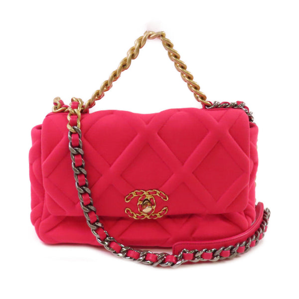 CHANEL Quilted GHW CC C19 Chain Hand Shoulder Bag Canva Pink