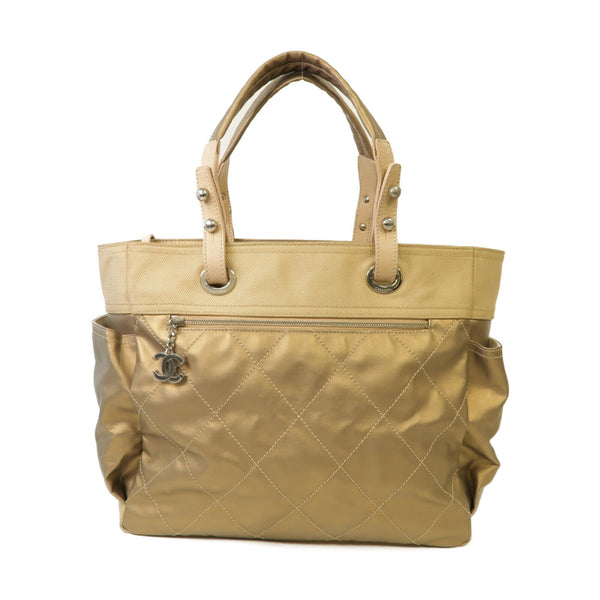 CHANEL CC SHW Paris-Biarritz Tote Bag A34210 Canvas Gold