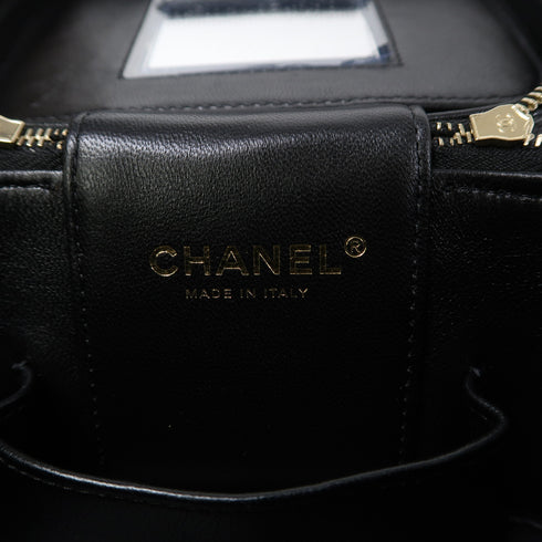 CHANEL CC GHW Vanity Case Chain Shoulder Bag AS3171 Calfskin Leather Black