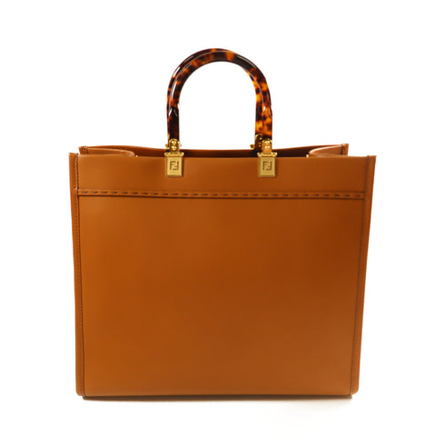 FENDI GHW Sunshine Tote 2Way Shoulder Bag Calfskin Leather 8BH386 Brown