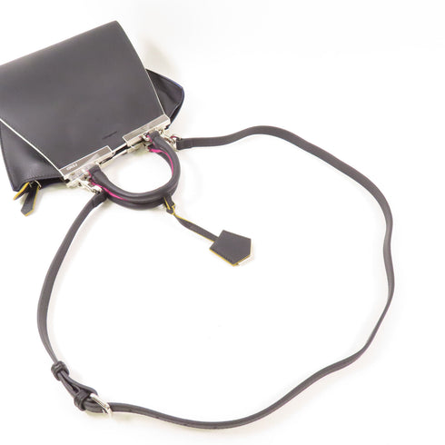 FENDI SHW 3Jours 2 Way Shoulder Bag Handbag 8BH333 Calfskin Leather Black