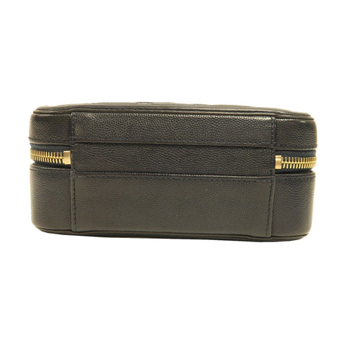 CHANEL Quilted CC GHW Vanity Case 2 Way Shoulder Bag Handbag Caviar Leather Navy