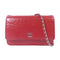 CHANEL CC SHW WOC Wallet On Chain Shoulder Crossbody Bag Lambskin Leather Red