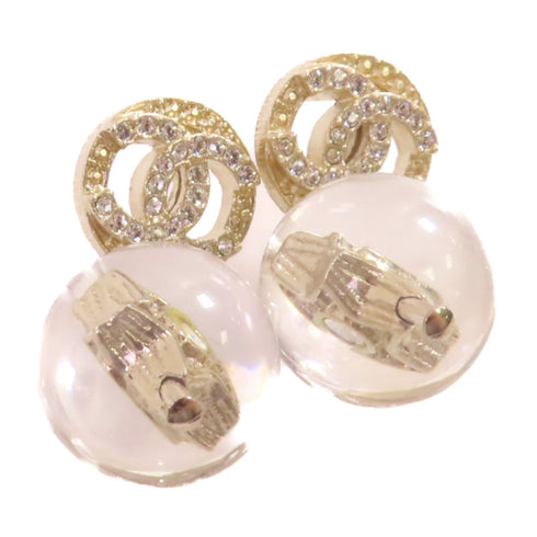 CHANEL CC GHW CC Earrings A19K Metal Rhinestones PVC Gold Tone Color