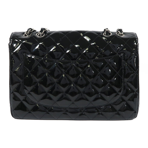 CHANEL CC SHW Large Classic Chain Shoulder Bag Patent Leather Black v1