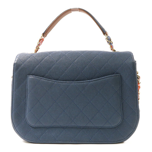 CHANEL CC GHW 2Way Shoulder Bag Calfskin Leather Blue