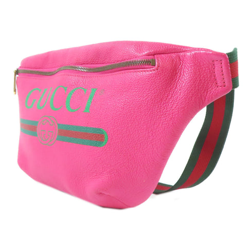 GUCCI GG GHW Waist Bag 530412 Leather Pink