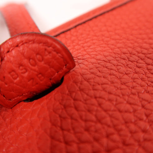 HERMES GHW Evelyne TPM Shoulder Bag Clemence Leather S3 Rouge de coeu