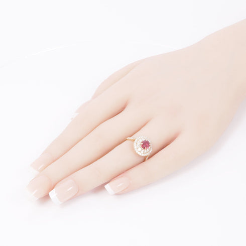 JEWELRY Ruby Diamond Ring 18K Rose Gold US#6.25