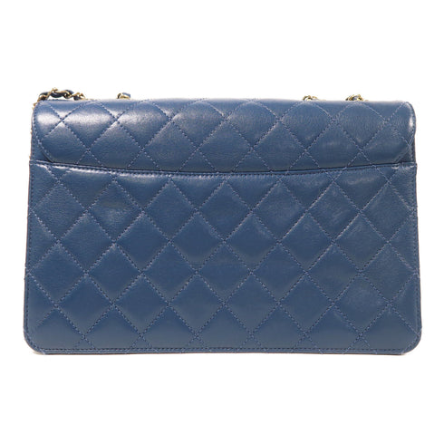 CHANEL CC GHW Chain Shoulder Bag Calfskin Leather Blue v3