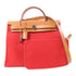 HERMES PHW Herbag PM 2 Way Shoulder Bag Canvas Leather Rouge Tomate