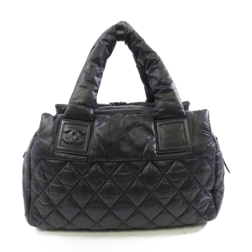 CHANEL Quilted CC SHW Co Co Cocoon Handbag Nylon Black