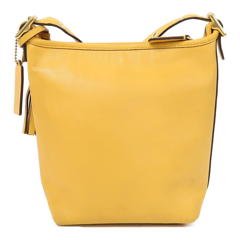 COACH GHW Legacy Leather Shoulder Bag Calfskin Leather Yellow