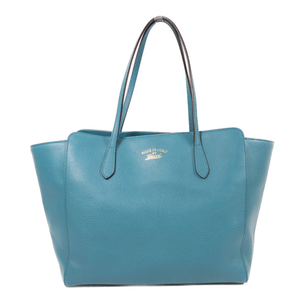 GUCCI GG GHW Swing Shoulder Tote Bag 354397 Calfskin Leather Turquoise