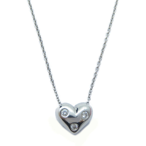 TIFFANY&CO 3P Diamond Heart Necklace PT950 Platinum