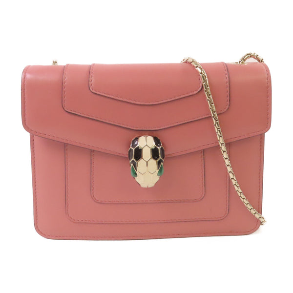 BVLGARI SHW Serpenti Forever Shoulder Bag Crossbody Calfskin Leather Pink