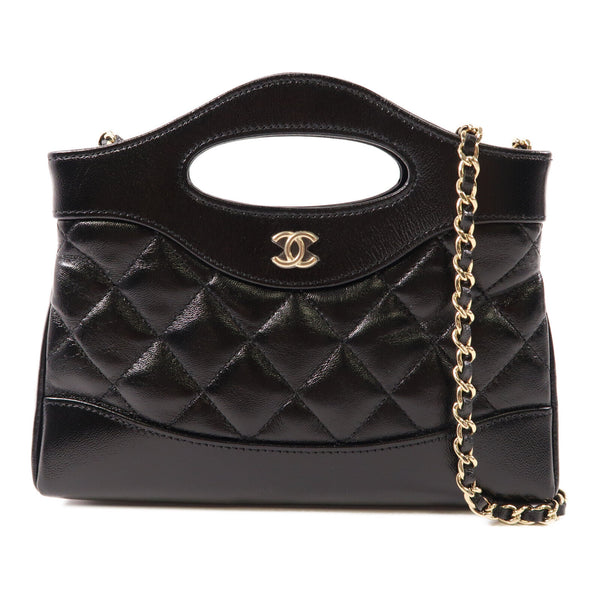 CHANEL CC Nano 31 2 Way Chain Shoulder Crossbody Handbag AP3656 Calfskin Black