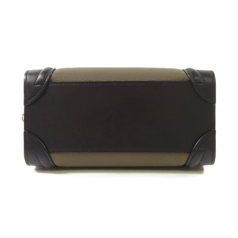 CELINE GHW Nano Luggage 2 Way Shoulder Bag Calfskin Leather Brown/Yellow