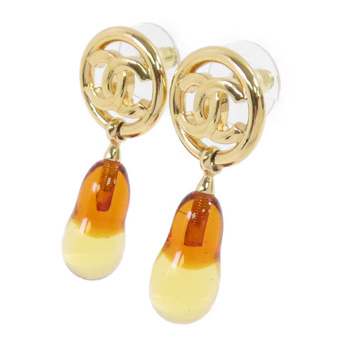CHANEL CC Earrings L23/A Metal PVC Gold Tone Color Brown