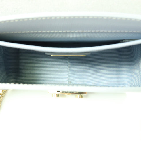 FURLA GHW Chain Shoulder Crossbody Bag Calfskin Leather Light Blue