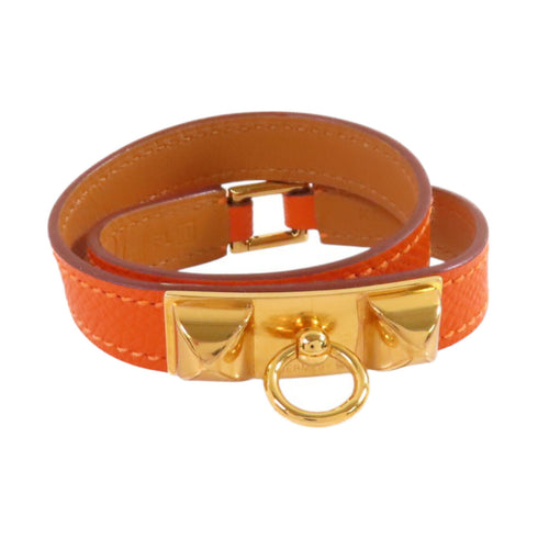 HERMES GHW Rivale Double Tour Bracelet Bangle Epsom Leather