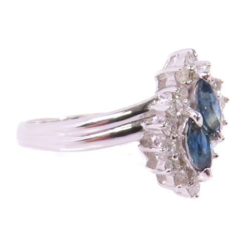 Jewelry Sapphire Diamond Ring US#6.75 18K White Gold