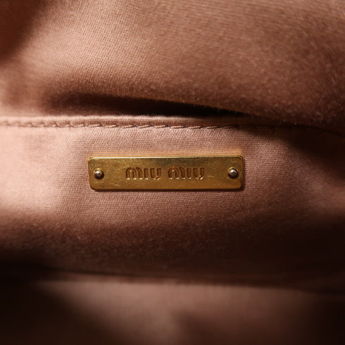 Miu Miu GHW Shoulder Bag Calfskin Leather Nude