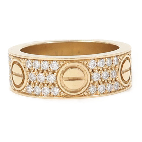 CARTIER Love Ring Diamond Paved 18K Yellow Gold US 5.75 Cartier#51