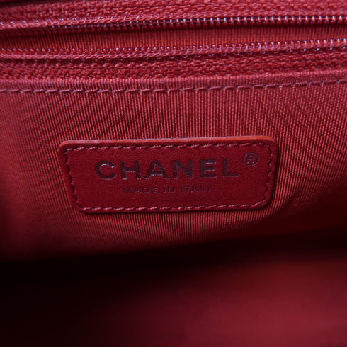 CHANEL Quilted CC SHW Chain Shoulder Bag Lambskin Leather Red